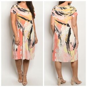 🆕Plus size coral multi color dress